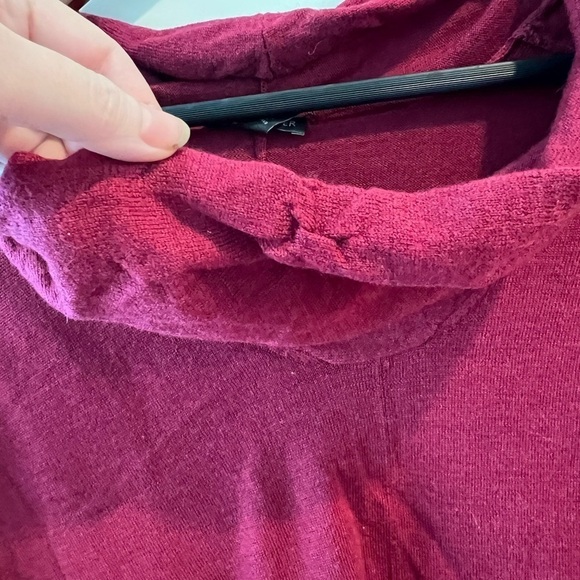 Eileen Fisher Maroon Red Merino Wool Cowl Neck Drape Oversized - Picture 5 of 15